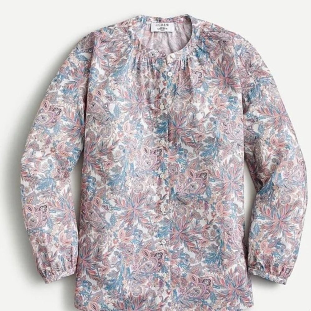 J. Crew Floral Button Down Shirt - Pink and Blue